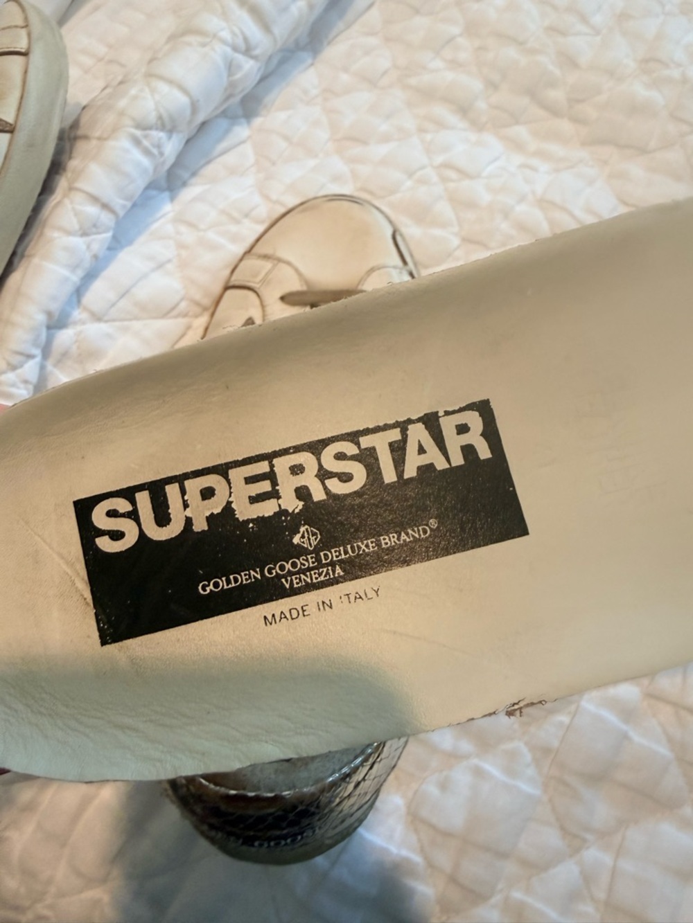 Golden Goose Superstar Sneakers White Taupe Star Distressed Leather 41 Italy - Picture 15 of 15